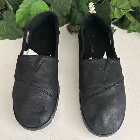 Bobs Womens Black Slip-On Shoes Size 9 Lightweight Casual Comfortable Textile Up - Picture 2 of 9